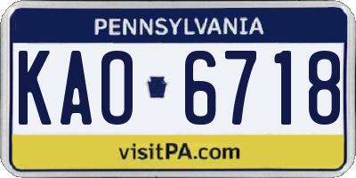 PA license plate KAO6718