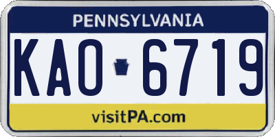 PA license plate KAO6719