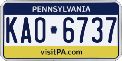 PA license plate KAO6737