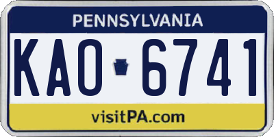 PA license plate KAO6741