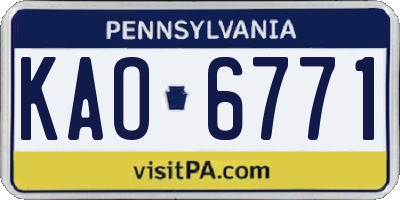 PA license plate KAO6771