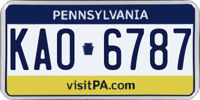 PA license plate KAO6787