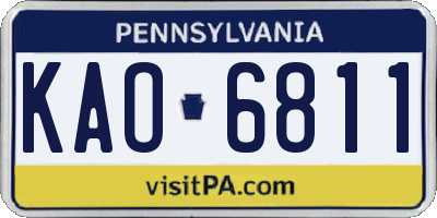 PA license plate KAO6811