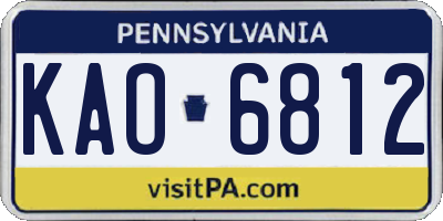 PA license plate KAO6812