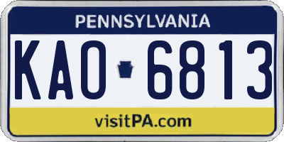 PA license plate KAO6813