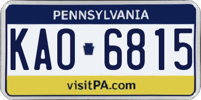 PA license plate KAO6815
