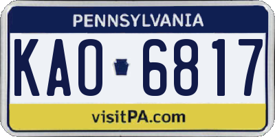 PA license plate KAO6817