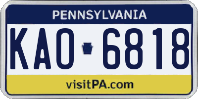 PA license plate KAO6818