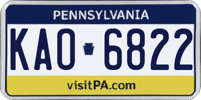 PA license plate KAO6822