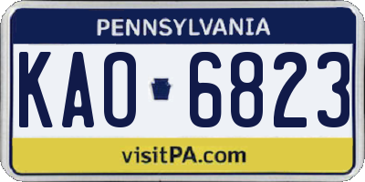 PA license plate KAO6823