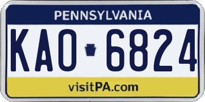 PA license plate KAO6824