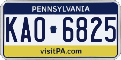 PA license plate KAO6825