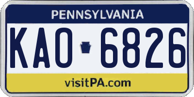 PA license plate KAO6826