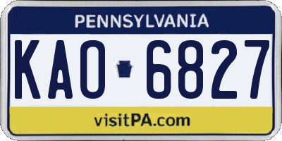 PA license plate KAO6827