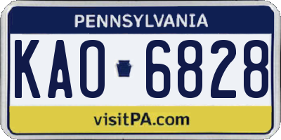 PA license plate KAO6828