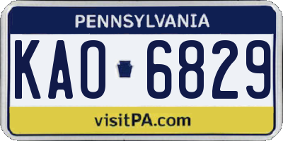 PA license plate KAO6829