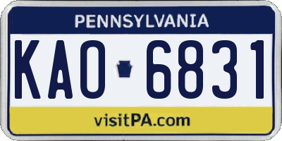 PA license plate KAO6831