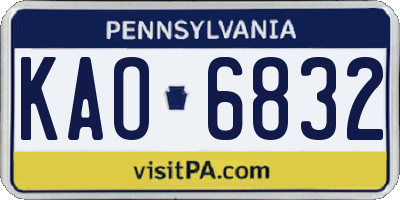 PA license plate KAO6832