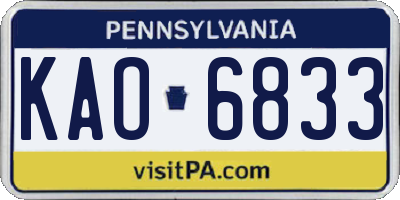 PA license plate KAO6833