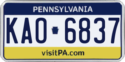 PA license plate KAO6837