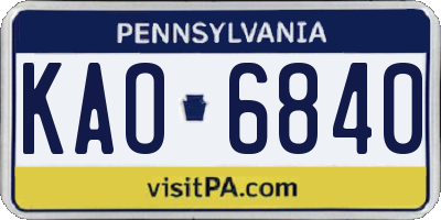 PA license plate KAO6840