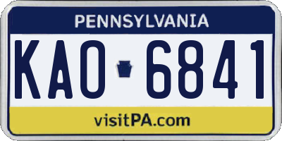 PA license plate KAO6841