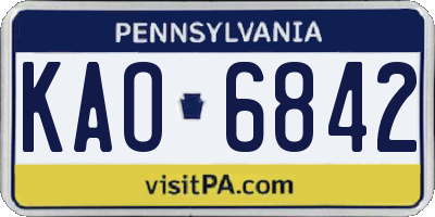 PA license plate KAO6842