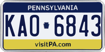 PA license plate KAO6843