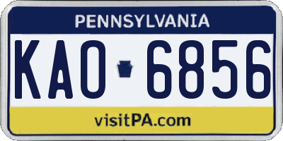 PA license plate KAO6856