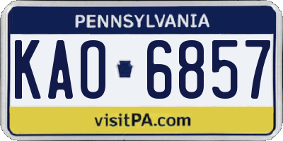 PA license plate KAO6857