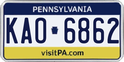 PA license plate KAO6862