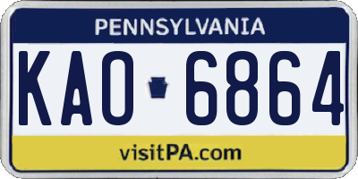 PA license plate KAO6864