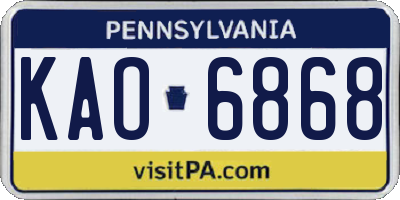 PA license plate KAO6868
