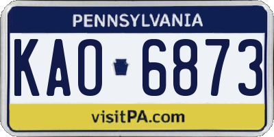 PA license plate KAO6873