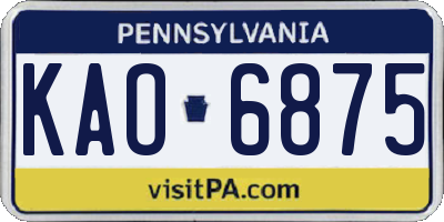 PA license plate KAO6875