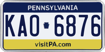 PA license plate KAO6876