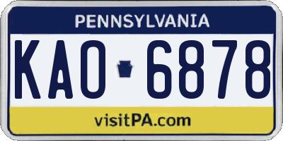 PA license plate KAO6878