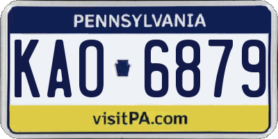 PA license plate KAO6879