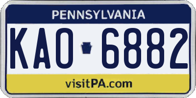 PA license plate KAO6882