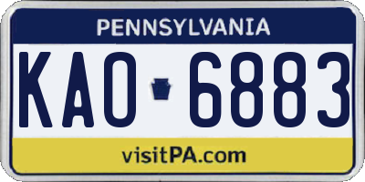 PA license plate KAO6883