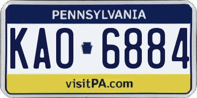 PA license plate KAO6884