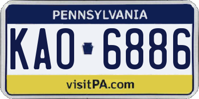 PA license plate KAO6886