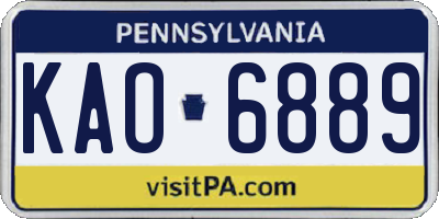 PA license plate KAO6889