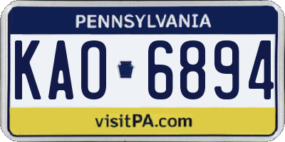 PA license plate KAO6894