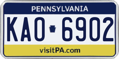 PA license plate KAO6902