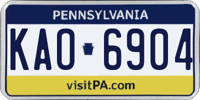 PA license plate KAO6904