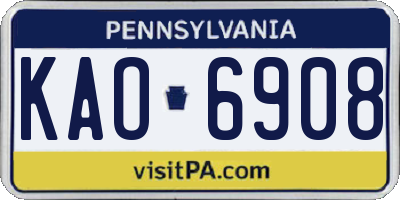 PA license plate KAO6908