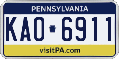 PA license plate KAO6911