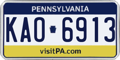 PA license plate KAO6913
