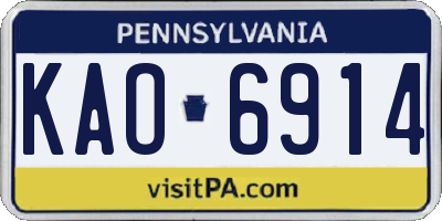 PA license plate KAO6914